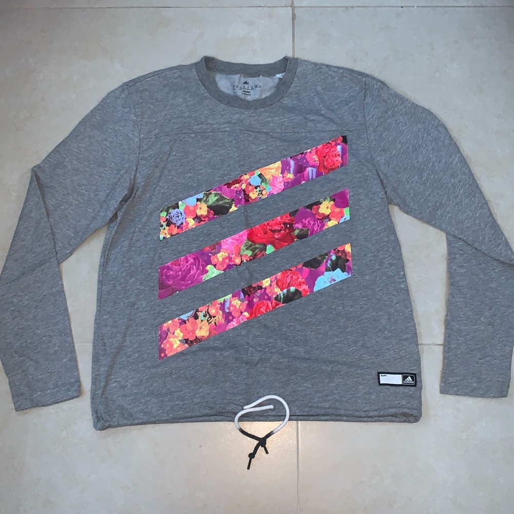 NWOT Adidas Long Sleeve with 3 Floral Stripes